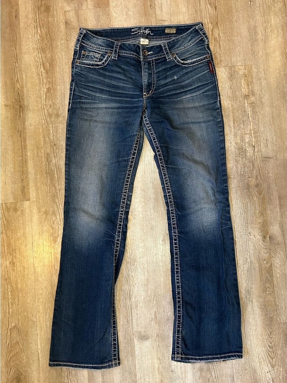 Silver Jeans Suki Surplus Jean SZ W31/L33 Blue Low Rise Slim Bootcut Denim Y2K